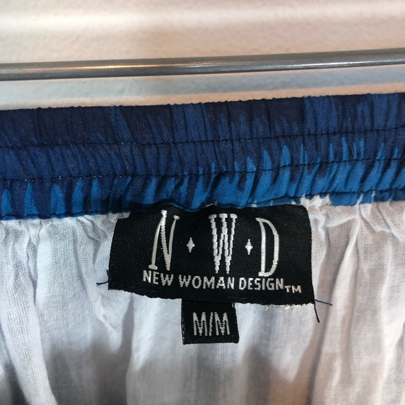 Boho tie-dye skirt, blue & white gathered ruffle M - Picture 7 of 8